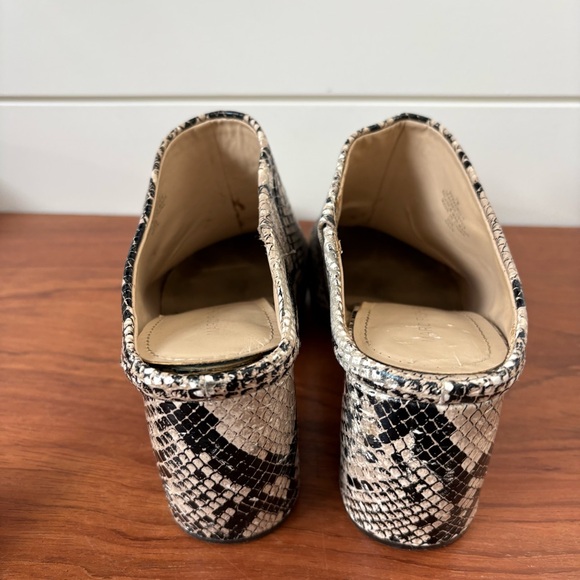 Marc Fisher Womens Ragni Mule Heels Shoes Black Cream Snakeskin Print Sz 7 Glam - Picture 5 of 9